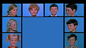 Brady Bunch Cast Grid Portrait Against Blue Background HD wallpaper
