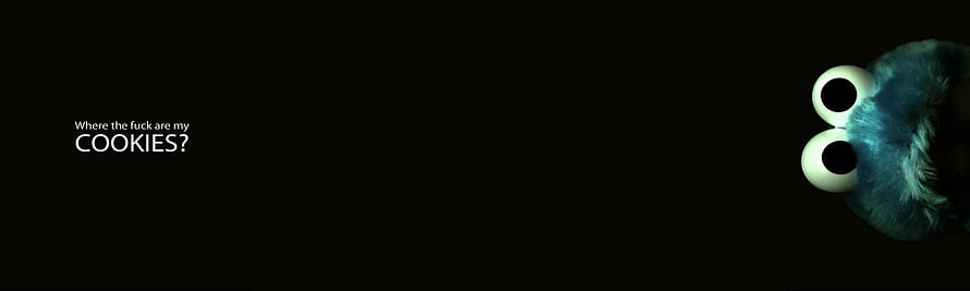 Cookie Monster Peeking From Darkness With Funny Text Banner HD wallpaper