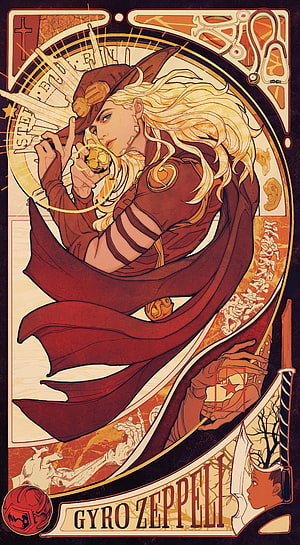 Gyro Zeppeli JoJo's Bizarre Adventure Art Nouveau Style Illustration HD phone wallpaper