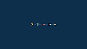 Minimalist Software Development Workflow Icons on Dark Blue Background HD wallpaper