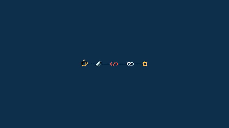 Minimalist Software Development Workflow Icons on Dark Blue Background HD wallpaper