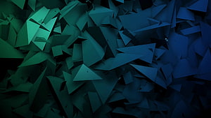 Abstract Low Poly Geometric Background With Dark Green And Blue Triangular Shapes HD wallpaper