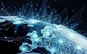 Glowing Digital Globe With Global Network Connections And Satellite Data Streams HD wallpaper