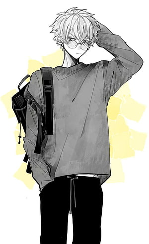 Anime Boy With Glasses And Backpack In Casual Streetwear Style HD phone wallpaper