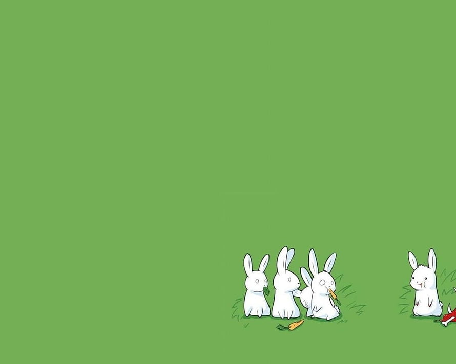 Cute White Rabbits Eating Carrots on Green Grass Wallpaper HD wallpaper