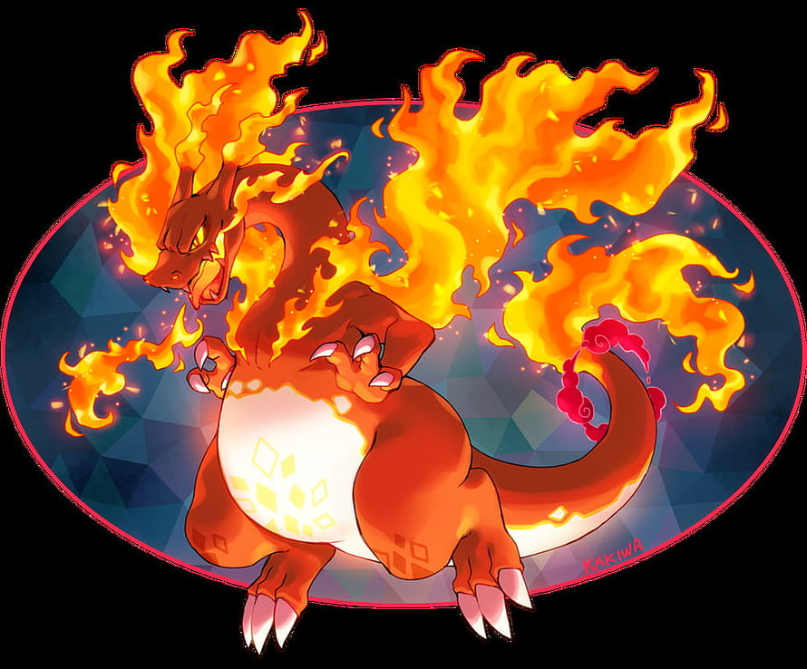 Gigantamax Charizard Roaring with Intense Flames in Vibrant Digital Art HD wallpaper