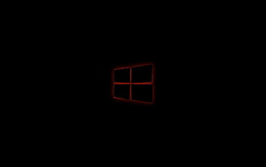 Dark Windows 10 Logo with Red Neon Glow on Black Background HD wallpaper