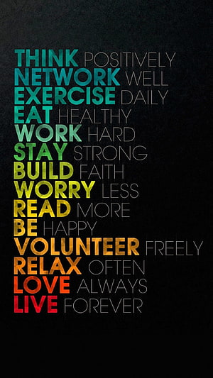 Inspirational Life Advice Typography with Rainbow Gradient on Dark Background HD phone wallpaper