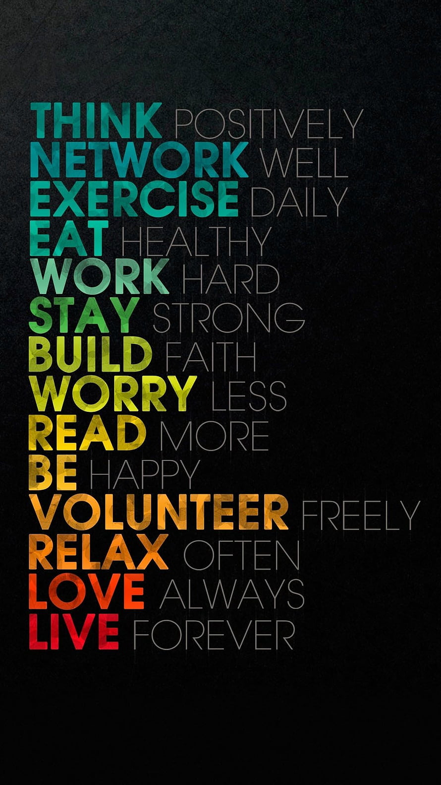 Inspirational Life Advice Typography with Rainbow Gradient on Dark Background HD phone wallpaper