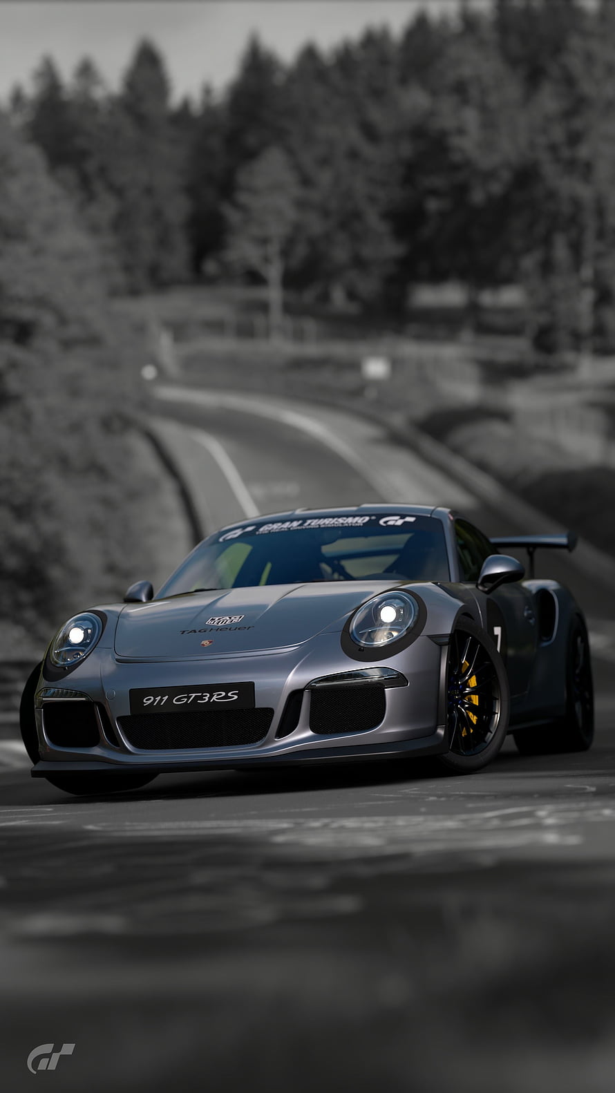 Porsche 911 GT3 RS Racing on Winding Road in Gran Turismo HD phone wallpaper