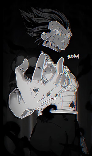 Goku Black Anime Character Artwork with Glitch Effect and Dark Background HD phone wallpaper
