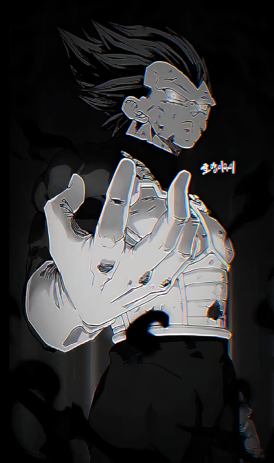 Goku Black Anime Character Artwork with Glitch Effect and Dark Background HD phone wallpaper