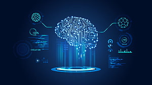 Glowing Circuit Board Human Brain with Futuristic Data Interface and Binary Code Elements, Most Essential Skills Needed to Become a Machine Learning HD wallpaper