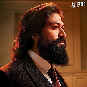 Rocky Bhai Profile Portrait With Long Beard And Slicked Back Hair In Formal Suit HD phone wallpaper