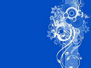Royal Blue Floral and Geometric Wedding Invitation Background Design HD wallpaper