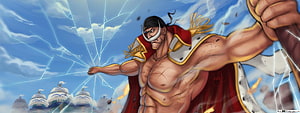 Whitebeard Edward Newgate from One Piece in a Dynamic Action Pose with Cracked Glass Effect HD wallpaper