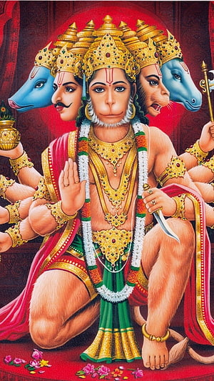 Panchmukhi Hanuman Five Faced Form Hindu Deity Wallpaper, Panchmukhi Hanuman, Hanuman HD phone wallpaper