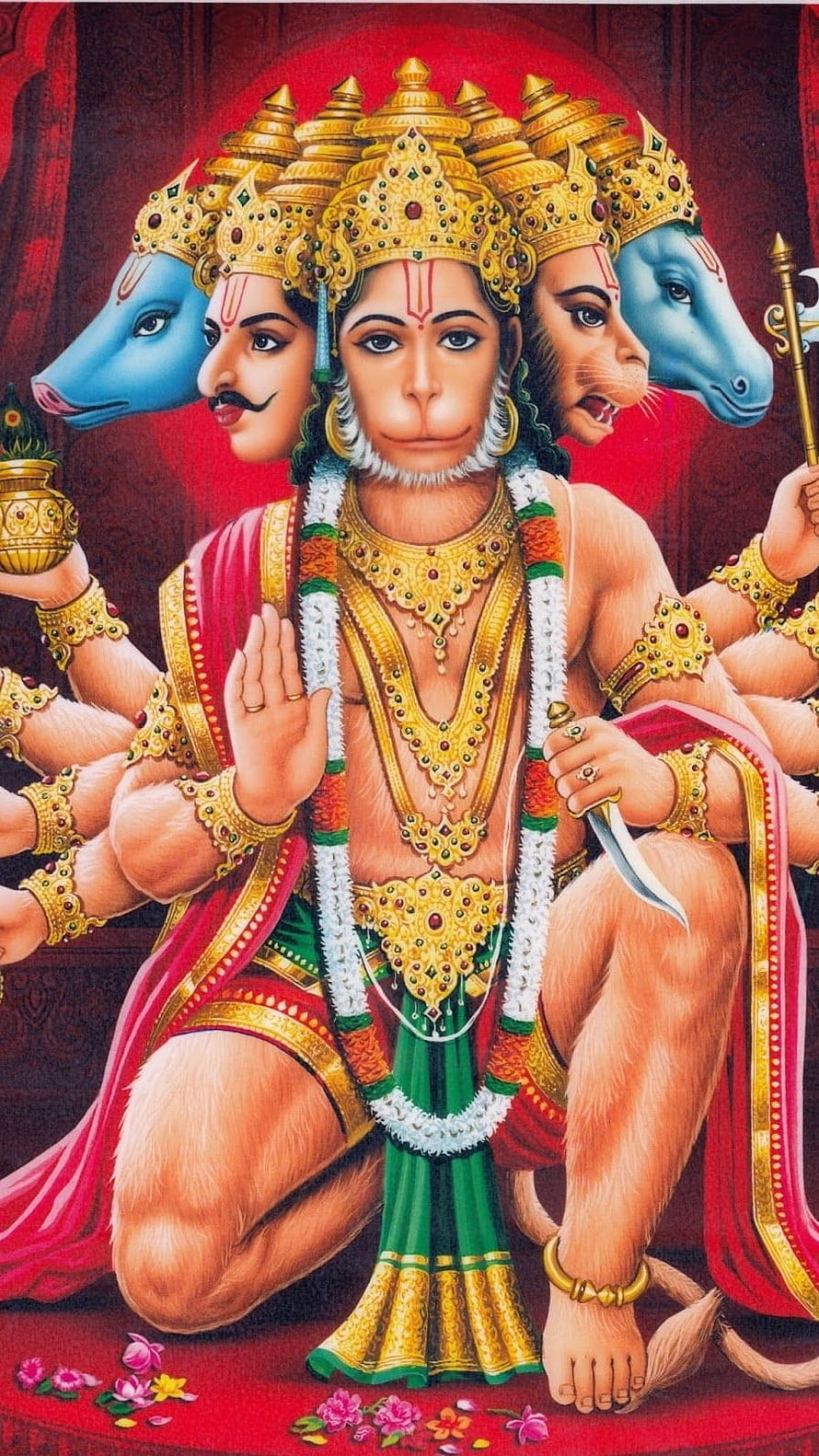 Panchmukhi Hanuman Five Faced Form Hindu Deity Wallpaper, Panchmukhi Hanuman, Hanuman HD phone wallpaper