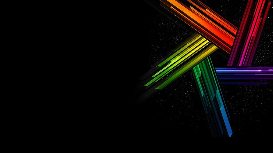 Vibrant Rainbow Light Streaks on Dark Starry Background HD wallpaper