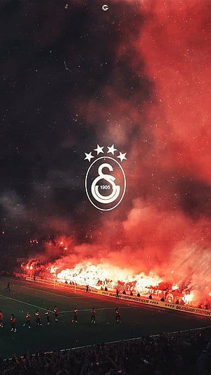 Galatasaray Stadium Flares and Red Smoke Atmosphere Wallpaper HD phone wallpaper