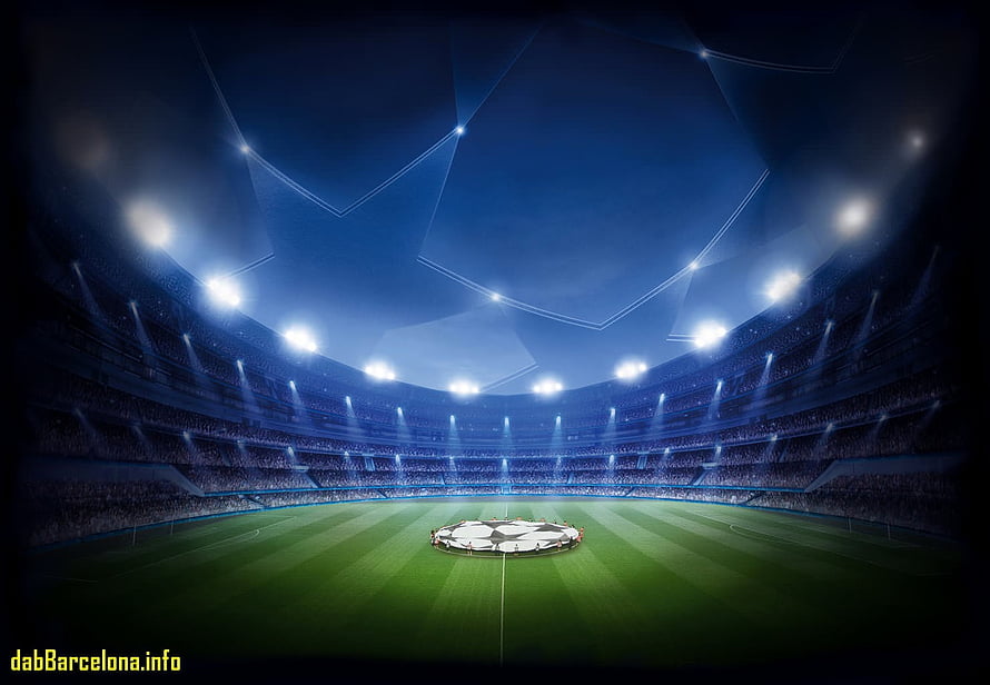UEFA Champions League Stadium Night Scene with Star Pattern and Floodlights HD wallpaper