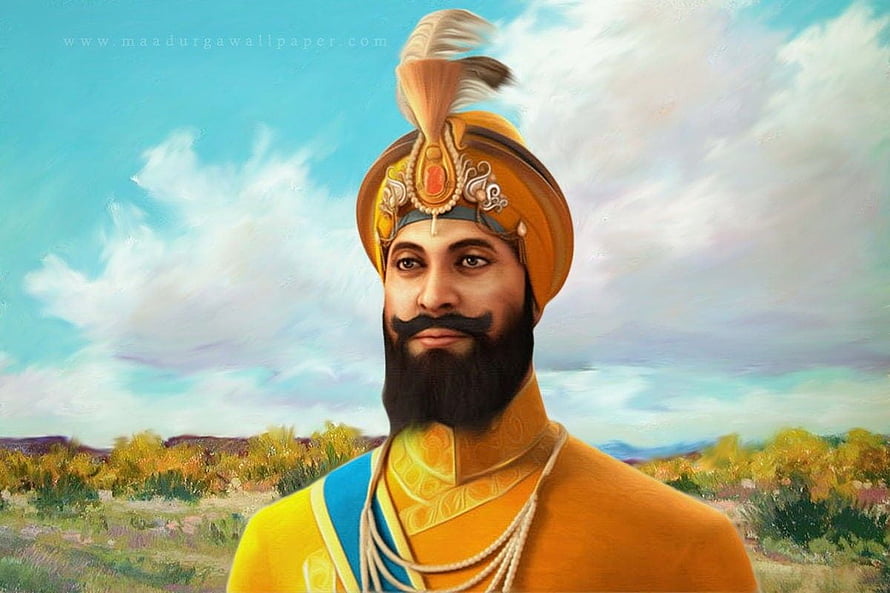 Guru Gobind Singh Ji Portrait in Traditional Turban and Regal Attire HD wallpaper