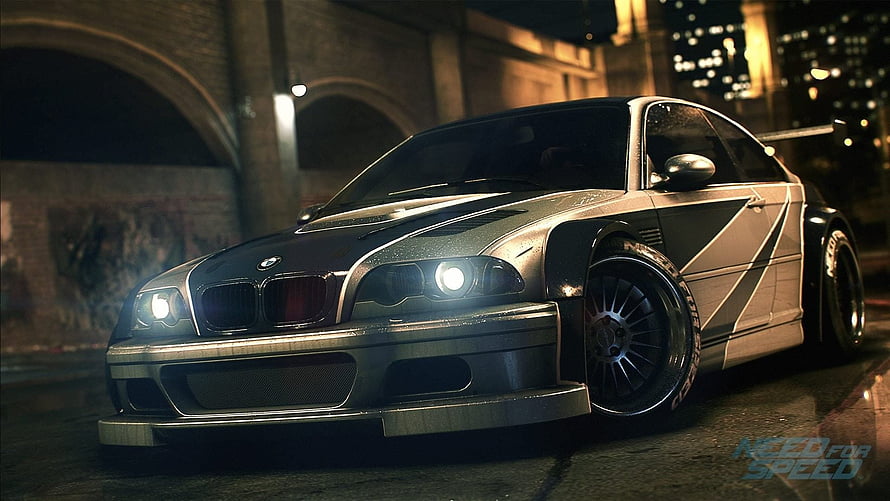 BMW M3 GTR in Need for Speed Most Wanted Night City Scene HD wallpaper