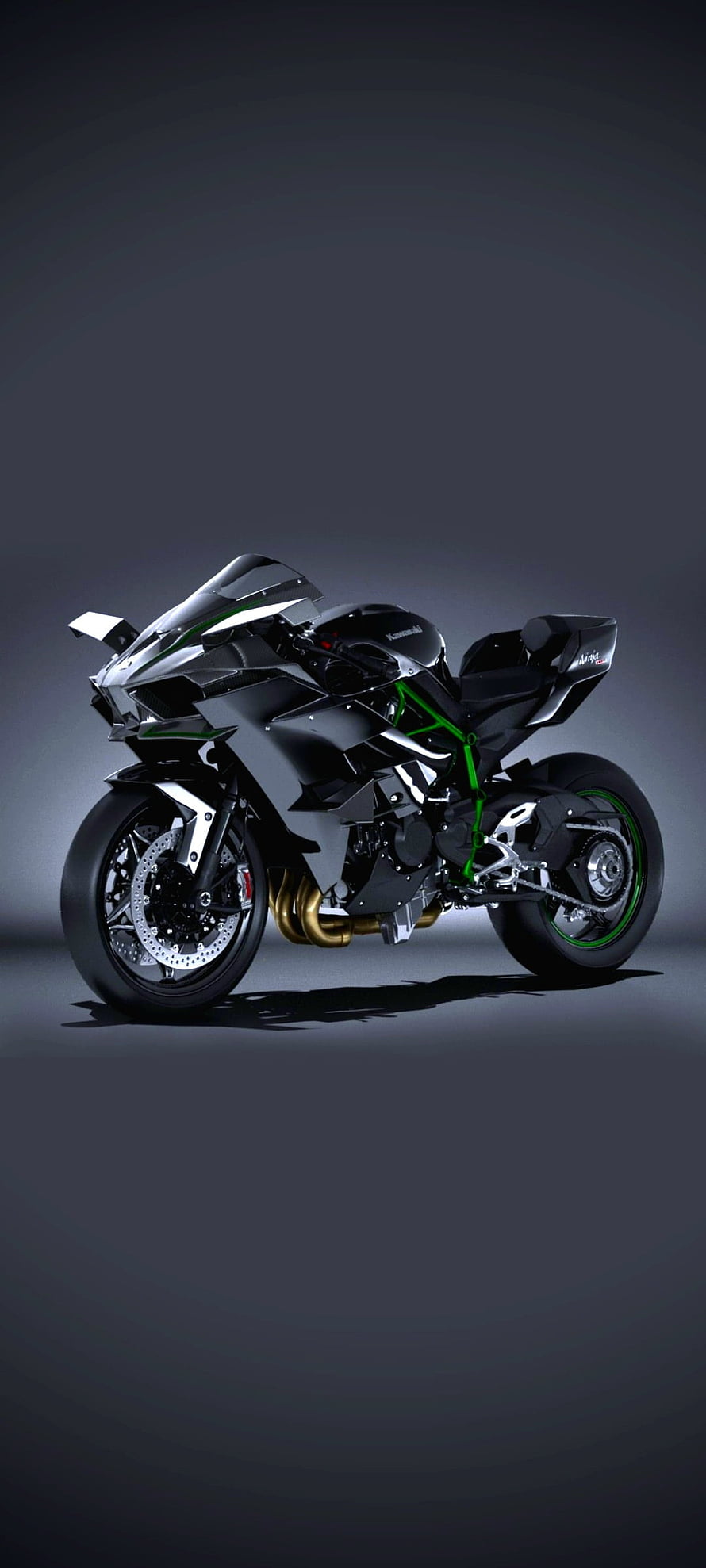 Kawasaki Ninja H2R Superbike Matte Black and Green Racing Motorcycle HD phone wallpaper