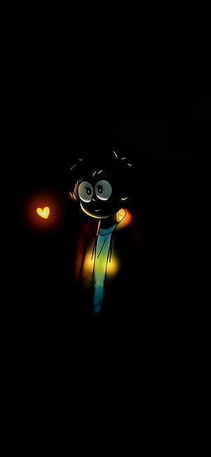 Nobita Nostalgic Cartoon Portrait with Glowing Heart in Dark Setting HD phone wallpaper