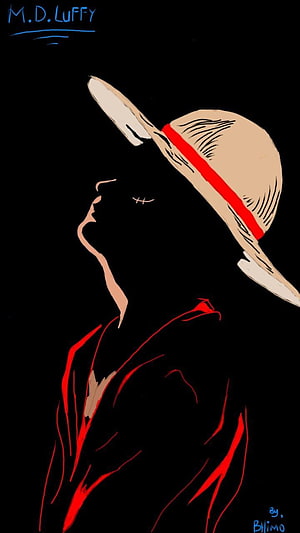 Monkey D. Luffy One Piece Anime Character Silhouette With Straw Hat HD phone wallpaper