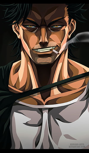 Yami Sukehiro from Black Clover Smoking a Cigar in Dark Anime Style HD phone wallpaper