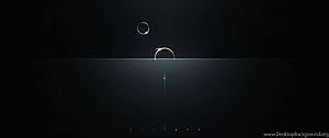 Minimalist Dark Abstract Wallpaper With Glowing Geometric Rings And Horizon Line HD wallpaper