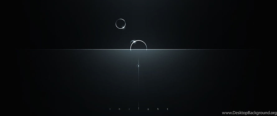 Minimalist Dark Abstract Wallpaper With Glowing Geometric Rings And Horizon Line HD wallpaper
