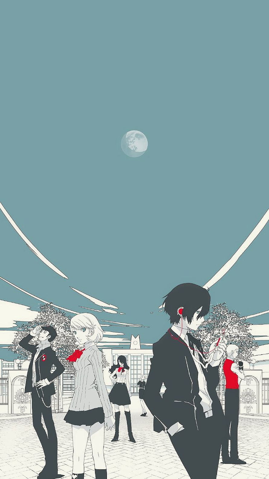Persona 3 Spring of Birth Anime Characters Under Moonlit Sky HD phone wallpaper