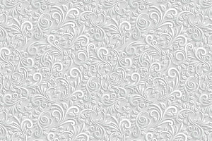 Elegant White Floral Damask Wallpaper Texture With Intricate Swirls And Leaves HD wallpaper