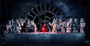 Star Wars Imperial War Council with Darth Vader and Emperor Palpatine HD wallpaper