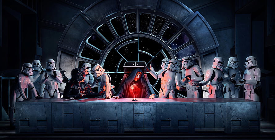 Star Wars Imperial War Council with Darth Vader and Emperor Palpatine HD wallpaper