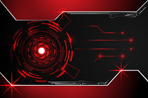 Red Futuristic HUD Interface with Glowing Circular Tech Elements HD wallpaper