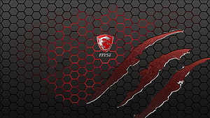 MSI Gaming Logo with Red Hexagonal Mesh and Claw Mark Design HD wallpaper