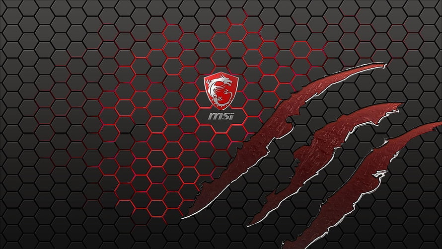 MSI Gaming Logo with Red Hexagonal Mesh and Claw Mark Design HD wallpaper