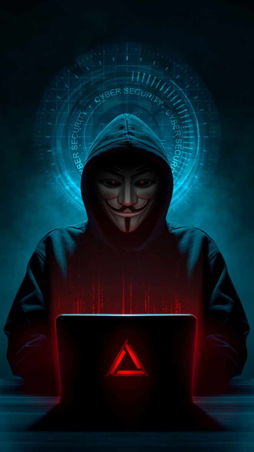 Anonymous Hacker Wearing Guy Fawkes Mask With Cyber Security Interface HD phone wallpaper