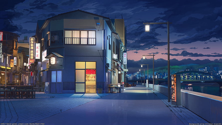 Money Rock'n Roll Anime Style Japanese Street Night Wallpaper HD wallpaper