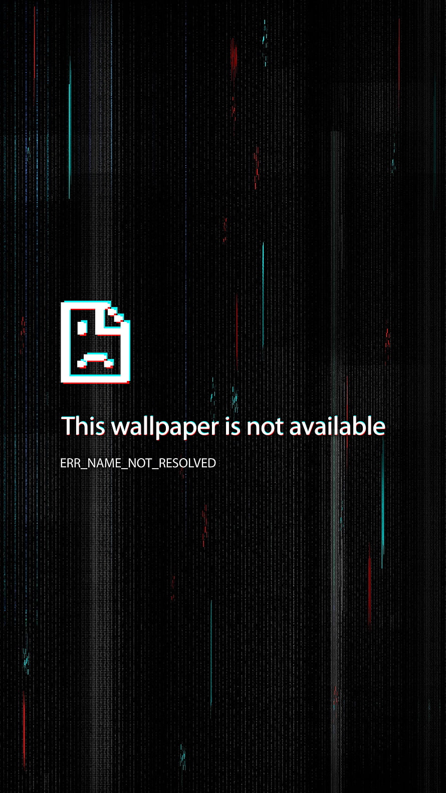 Glitch Art Error Message Wallpaper with Sad File Icon and Digital Noise HD phone wallpaper