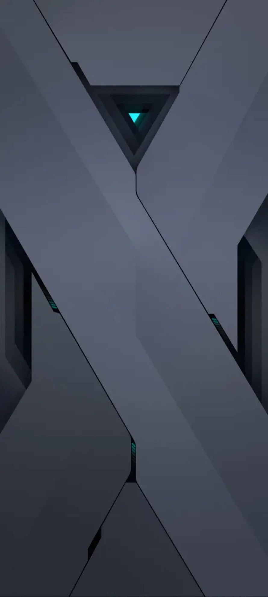 Dark Minimalist Geometric Corridor with Cyan Accent Light HD phone wallpaper