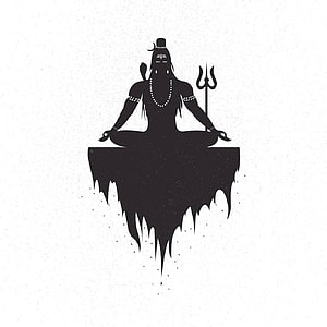 Silhouette of Lord Shiva Meditating on Floating Cliff with Trishul HD phone wallpaper