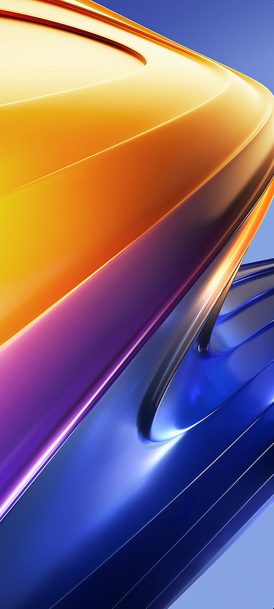 Poco F4 GT and F3 GT Abstract Gradient Wallpaper with Flowing Orange and Blue Curves HD phone wallpaper