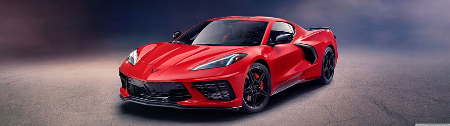 Red Chevrolet Corvette Stingray Z51 Super Sport on Dark Asphalt HD wallpaper