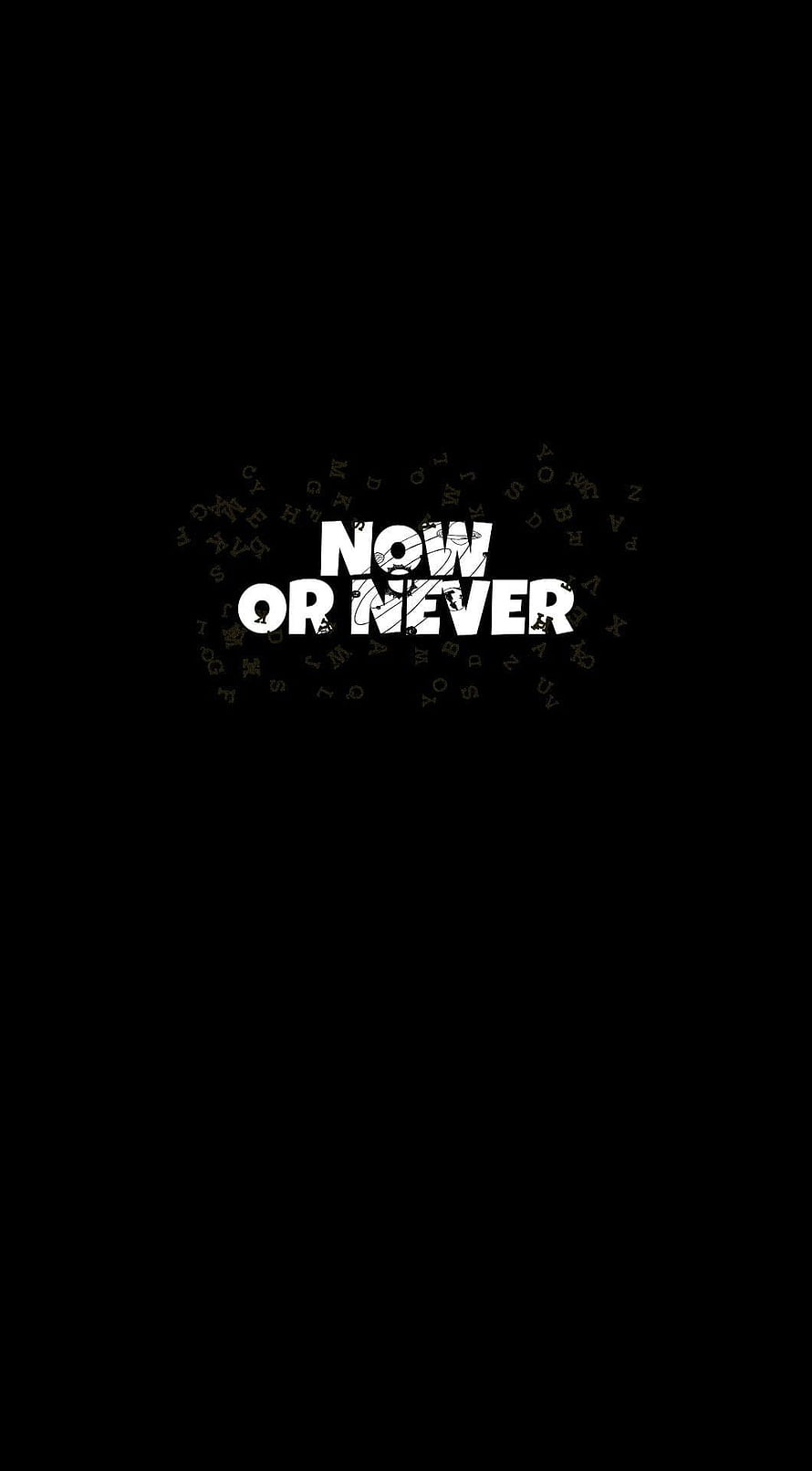 Now or Never Motivational Typography on Black Background HD phone wallpaper