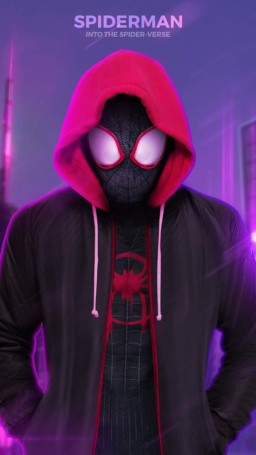 Miles Morales Spider-Man Into The Spider-Verse Red Hoodie Portrait, Spiderman into the Spider Verse . Spiderman, Spiderman cartoon, Black spiderman, Miles Morales Hoodie HD phone wallpaper