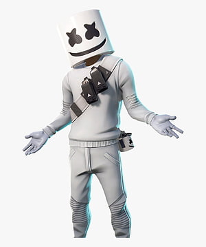Marshmello Fortnite Skin Character Render in White Outfit HD phone wallpaper